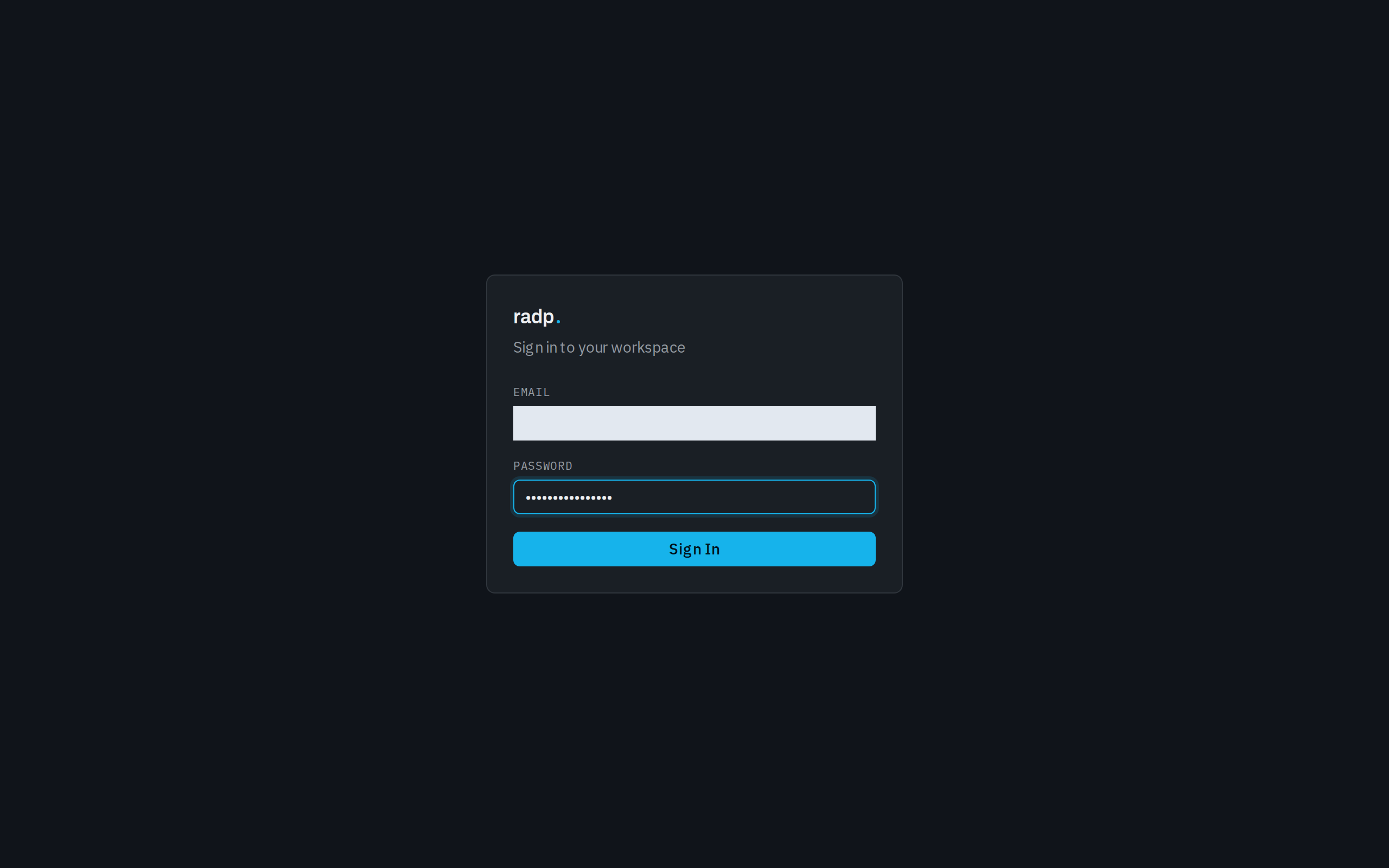 The sign-in screen with an email address and password filled in
