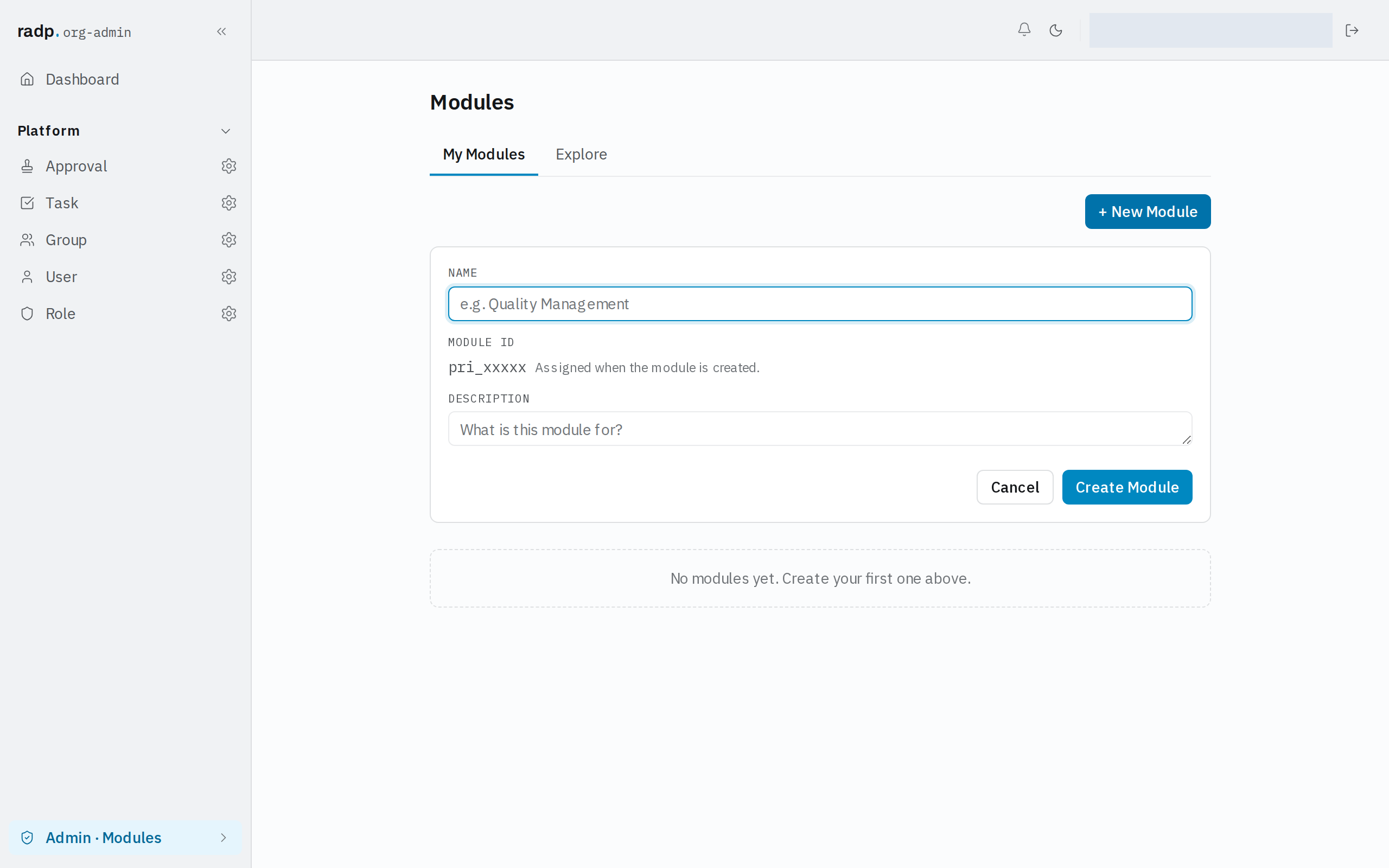 The New Module form