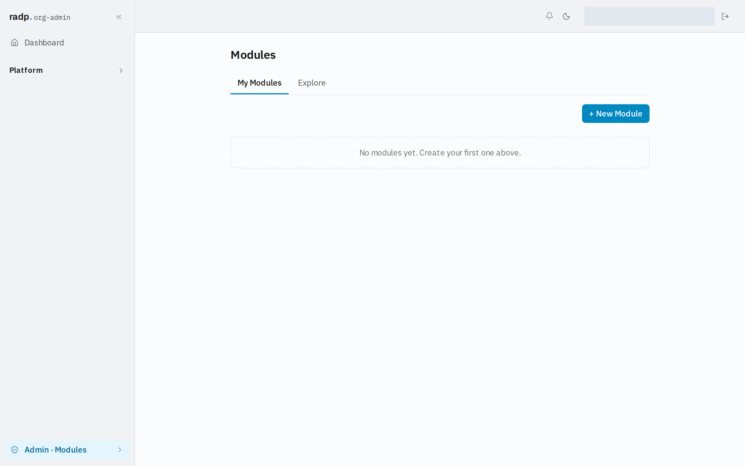 The Modules screen on the My Modules tab