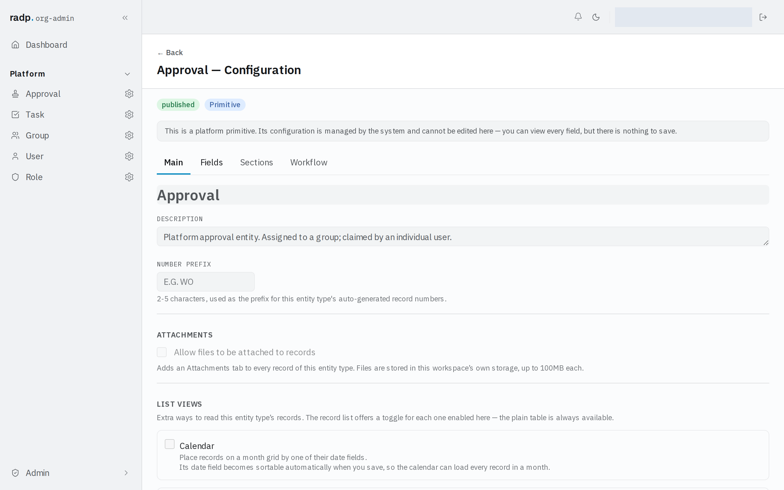 The quick actions set up for a record type